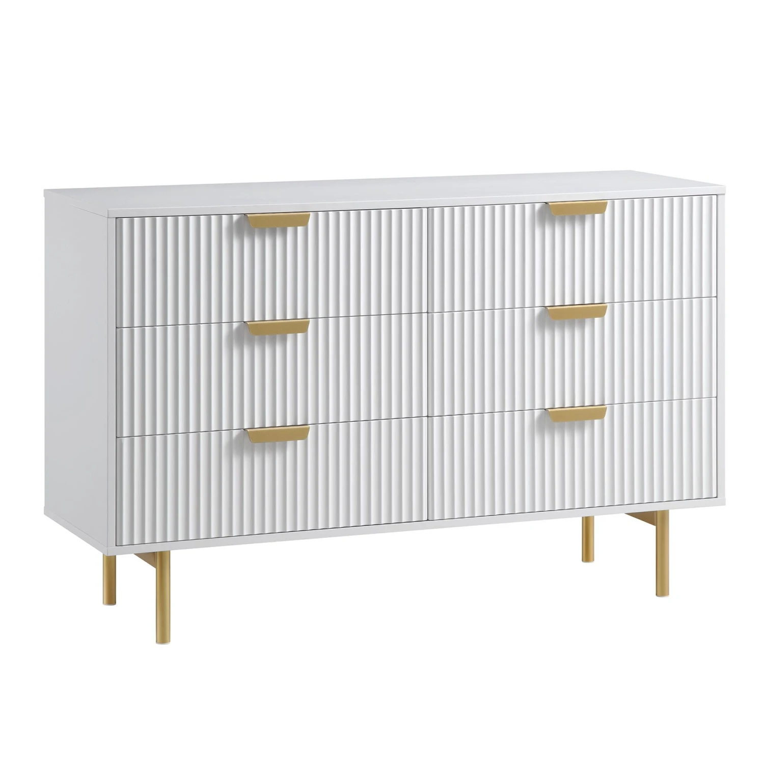 Richmond Ridged Wide Chest Of 6 Drawers, Matte White 6 Richmond Ridged Wide Chest Of 6 Drawers, Matte White - Image 4