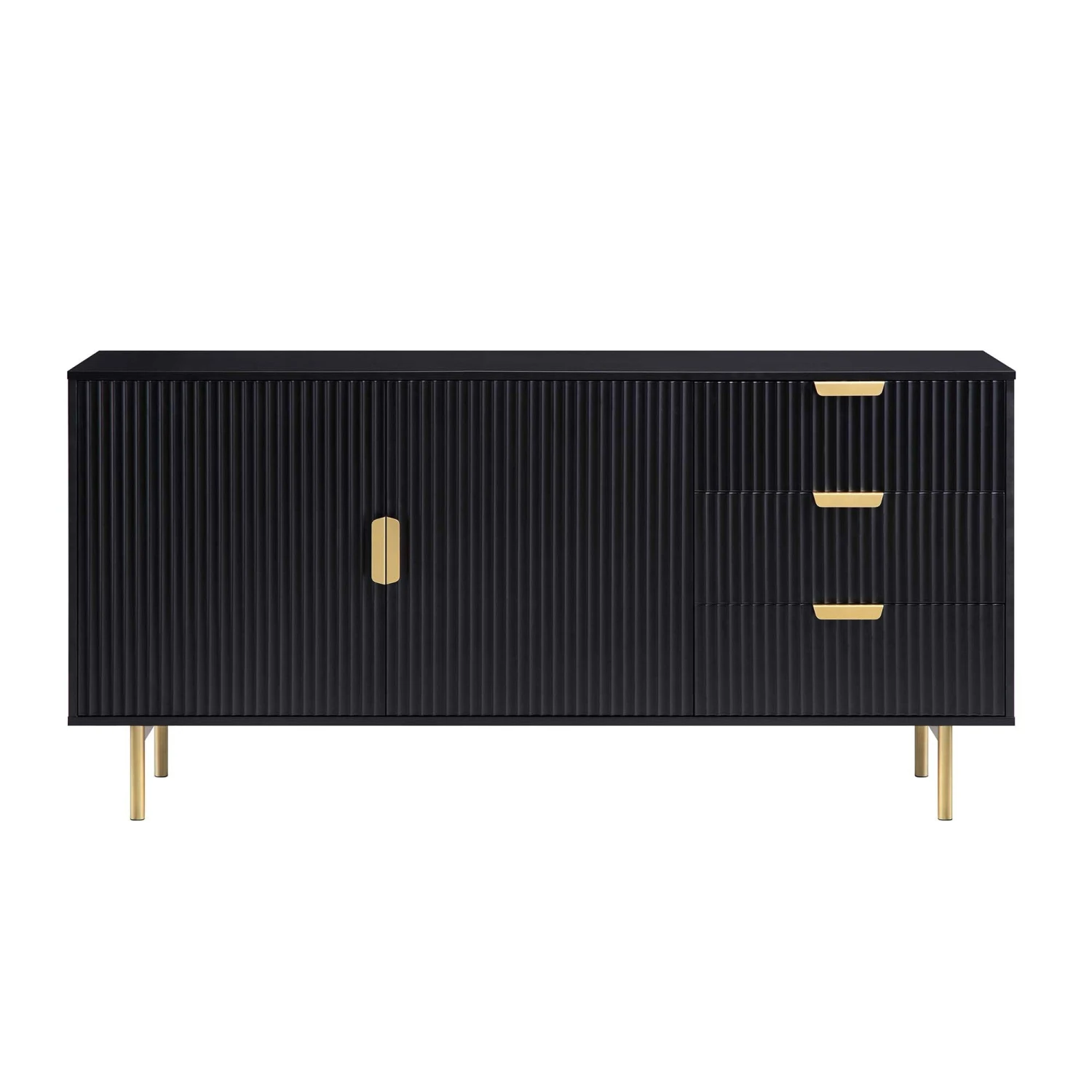 Richmond Ridged Large Sideboard, Matte Black 4 Richmond Ridged Large Sideboard, Matte Black - Image 3