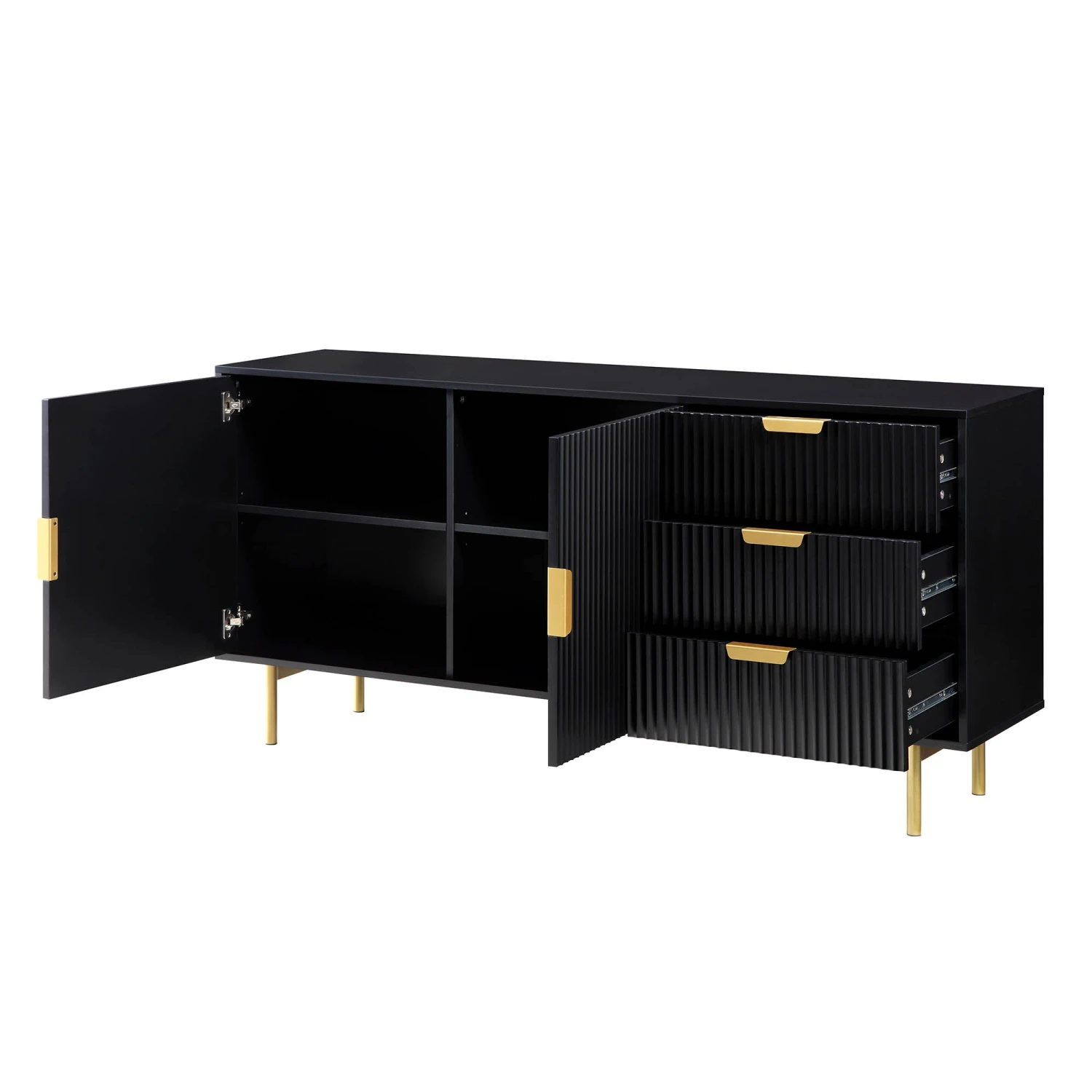 Richmond Ridged Large Sideboard, Matte Black 7 Richmond Ridged Large Sideboard, Matte Black - Image 6