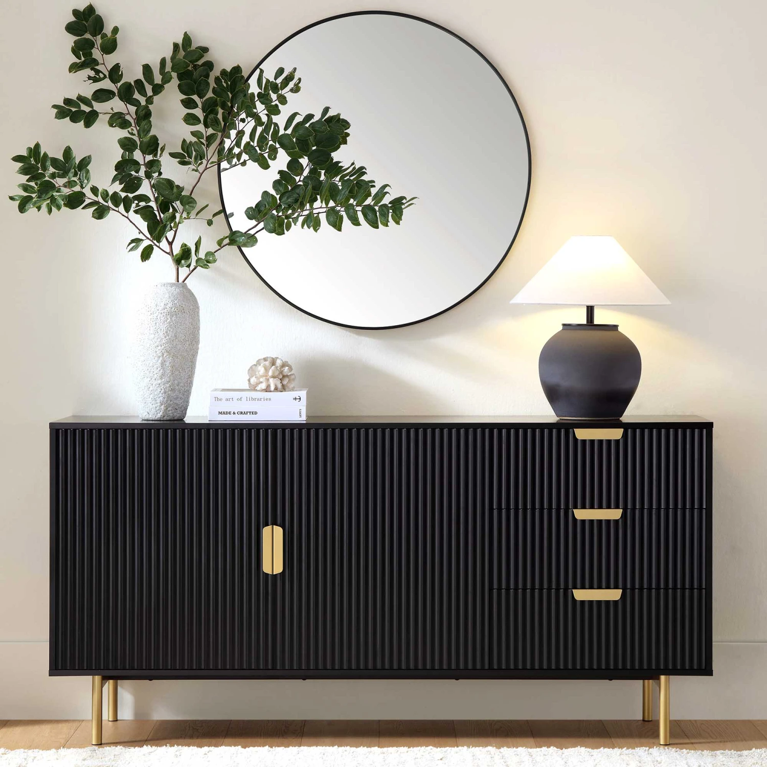 Richmond Ridged Large Sideboard, Matte Black 3 Richmond Ridged Large Sideboard, Matte Black - Image 2