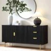 Richmond Ridged Large Sideboard, Matte Black 1 Richmond Ridged Large Sideboard, Matte Black -FINZ Furniture Shop BSD 108 BLACK scene1