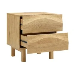 Moriko 2 Drawer Bedside Table -FINZ Furniture Shop BSD 113 OAK WB3