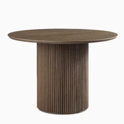 Maru Round Oak Pedestal Dining Table, Silver Oak -FINZ Furniture Shop BSD 134 SILK WB1
