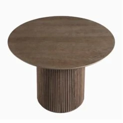 Maru Round Oak Pedestal Dining Table, Silver Oak -FINZ Furniture Shop BSD 134 SILK WB2