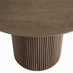 Maru Round Oak Pedestal Dining Table, Silver Oak -FINZ Furniture Shop BSD 134 SILK detail2