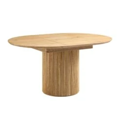 Maru Round 4-6 Seater Extending Oak Pedestal Dining Table, Oak 28 Maru Round 4-6 Seater Extending Oak Pedestal Dining Table, Oak -FINZ Furniture Shop BSD 135 OAK WB2