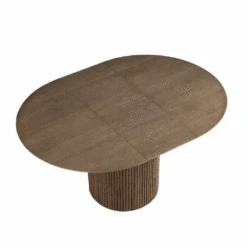 Maru Round 4-6 Seater Extending Oak Pedestal Dining Table, Silver Oak -FINZ Furniture Shop BSD 135 SILK GIF