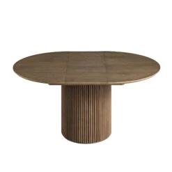 Maru Round 4-6 Seater Extending Oak Pedestal Dining Table, Silver Oak -FINZ Furniture Shop BSD 135 SILK WB1