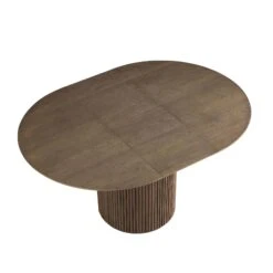 Maru Round 4-6 Seater Extending Oak Pedestal Dining Table, Silver Oak -FINZ Furniture Shop BSD 135 SILK WB2