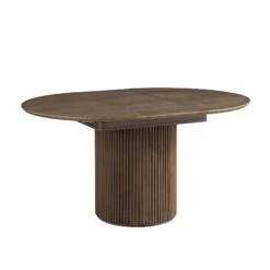 Maru Round 4-6 Seater Extending Oak Pedestal Dining Table, Silver Oak -FINZ Furniture Shop BSD 135 SILK WB3
