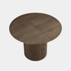 Maru Round 4-6 Seater Extending Oak Pedestal Dining Table, Silver Oak -FINZ Furniture Shop BSD 135 SILK WB4