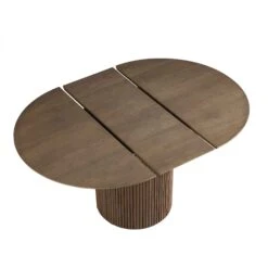 Maru Round 4-6 Seater Extending Oak Pedestal Dining Table, Silver Oak -FINZ Furniture Shop BSD 135 SILK WB6