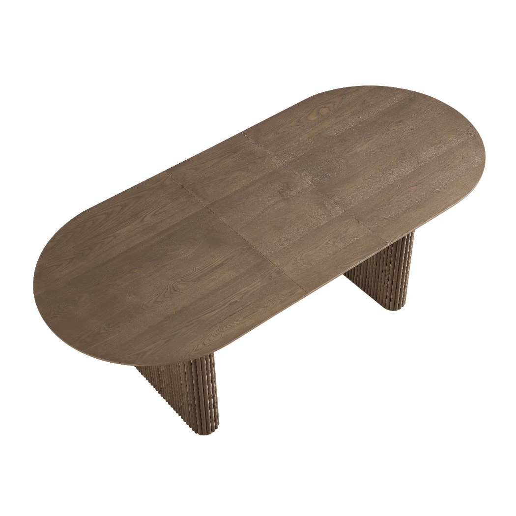 Maru Oval 6-8 Seater Extending Oak Pedestal Dining Table, Silver Oak 9 Maru Oval 6-8 Seater Extending Oak Pedestal Dining Table, Silver Oak - Image 7