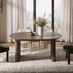 Maru Oval 6-8 Seater Extending Oak Pedestal Dining Table, Silver Oak 21 Maru Oval 6-8 Seater Extending Oak Pedestal Dining Table, Silver Oak -FINZ Furniture Shop BSD 136 SILK scene3