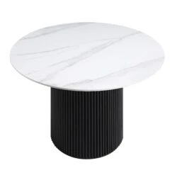 Maru Ceramic Top Black Pedestal Round Dining Table -FINZ Furniture Shop BSD 137 BLACK WB2