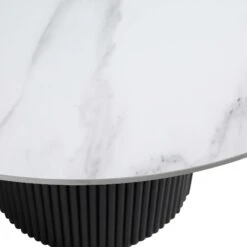 Maru Ceramic Top Black Pedestal Round Dining Table -FINZ Furniture Shop BSD 137 BLACK detail1