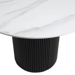 Maru Ceramic Top Black Pedestal Round Dining Table -FINZ Furniture Shop BSD 137 BLACK detail2