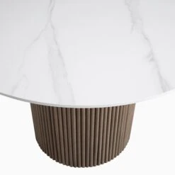 Maru Ceramic Top Silver Oak Pedestal Round Dining Table -FINZ Furniture Shop BSD 137 SILK detail1