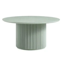 Maru Round Oak Pedestal Coffee Table, Sage Green 13 Maru Round Oak Pedestal Coffee Table, Sage Green -FINZ Furniture Shop BSD 138 SAGE WB1
