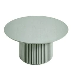 Maru Round Oak Pedestal Coffee Table, Sage Green 14 Maru Round Oak Pedestal Coffee Table, Sage Green -FINZ Furniture Shop BSD 138 SAGE WB2