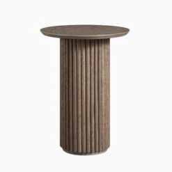 Maru Oak Round Side Table, Silver Oak -FINZ Furniture Shop BSD 139 SILK WB1