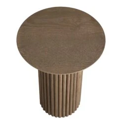 Maru Oak Round Side Table, Silver Oak -FINZ Furniture Shop BSD 139 SILK WB2