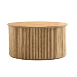 Maru Oak Round Coffee Table With Storage, Oak -FINZ Furniture Shop BSD 140 OAK WB1