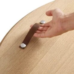 Maru Oak Round Coffee Table With Storage, Oak -FINZ Furniture Shop BSD 140 OAK detail3