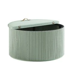 Maru Oak Round Coffee Table With Storage, Sage Green -FINZ Furniture Shop BSD 140 SAGE WB3