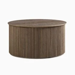 Maru Oak Round Coffee Table With Storage, Silver Oak 18 Maru Oak Round Coffee Table With Storage, Silver Oak -FINZ Furniture Shop BSD 140 SILK WB1