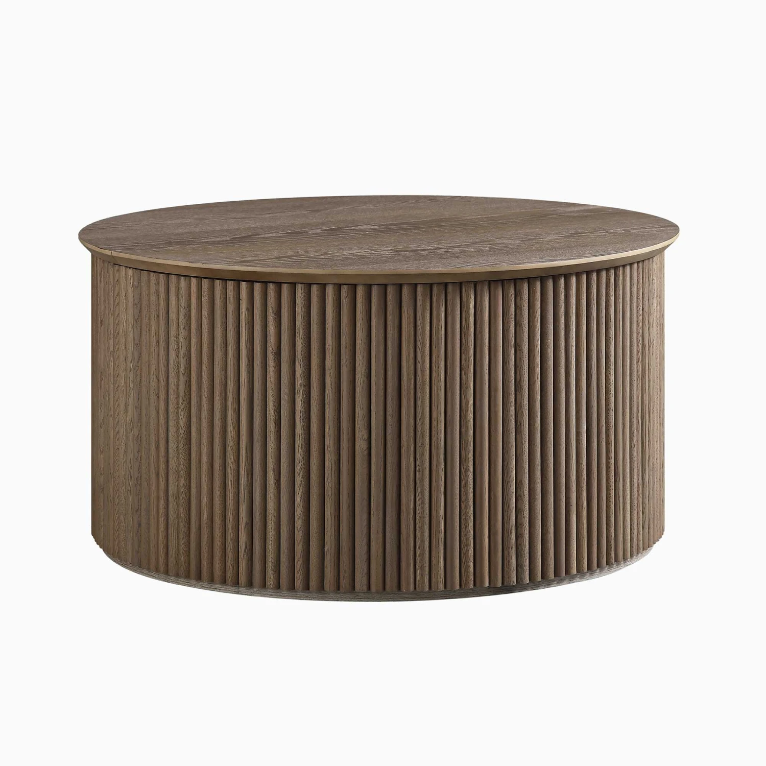 Maru Oak Round Coffee Table With Storage, Silver Oak 8 Maru Oak Round Coffee Table With Storage, Silver Oak - Image 6