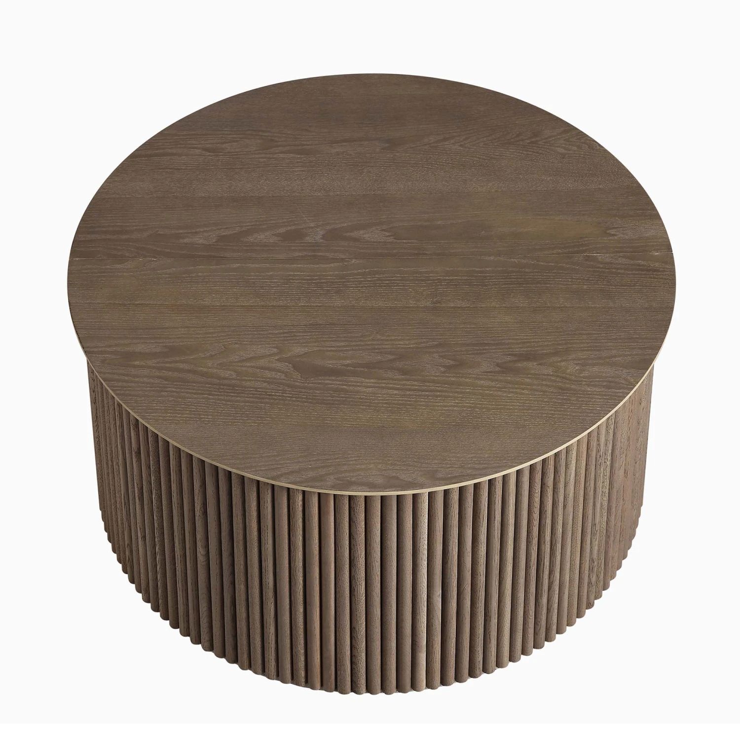 Maru Oak Round Coffee Table With Storage, Silver Oak 9 Maru Oak Round Coffee Table With Storage, Silver Oak - Image 7