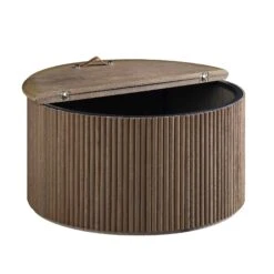 Maru Oak Round Coffee Table With Storage, Silver Oak 16 Maru Oak Round Coffee Table With Storage, Silver Oak -FINZ Furniture Shop BSD 140 SILK WB3