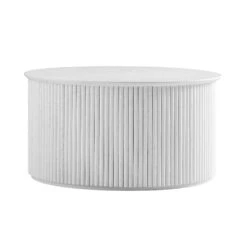 Maru Oak Round Coffee Table With Storage, Washed White -FINZ Furniture Shop BSD 140 WHITE WB1