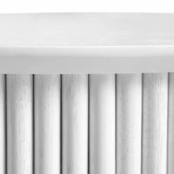 Maru Oak Round Coffee Table With Storage, Washed White -FINZ Furniture Shop BSD 140 WHITE detail4