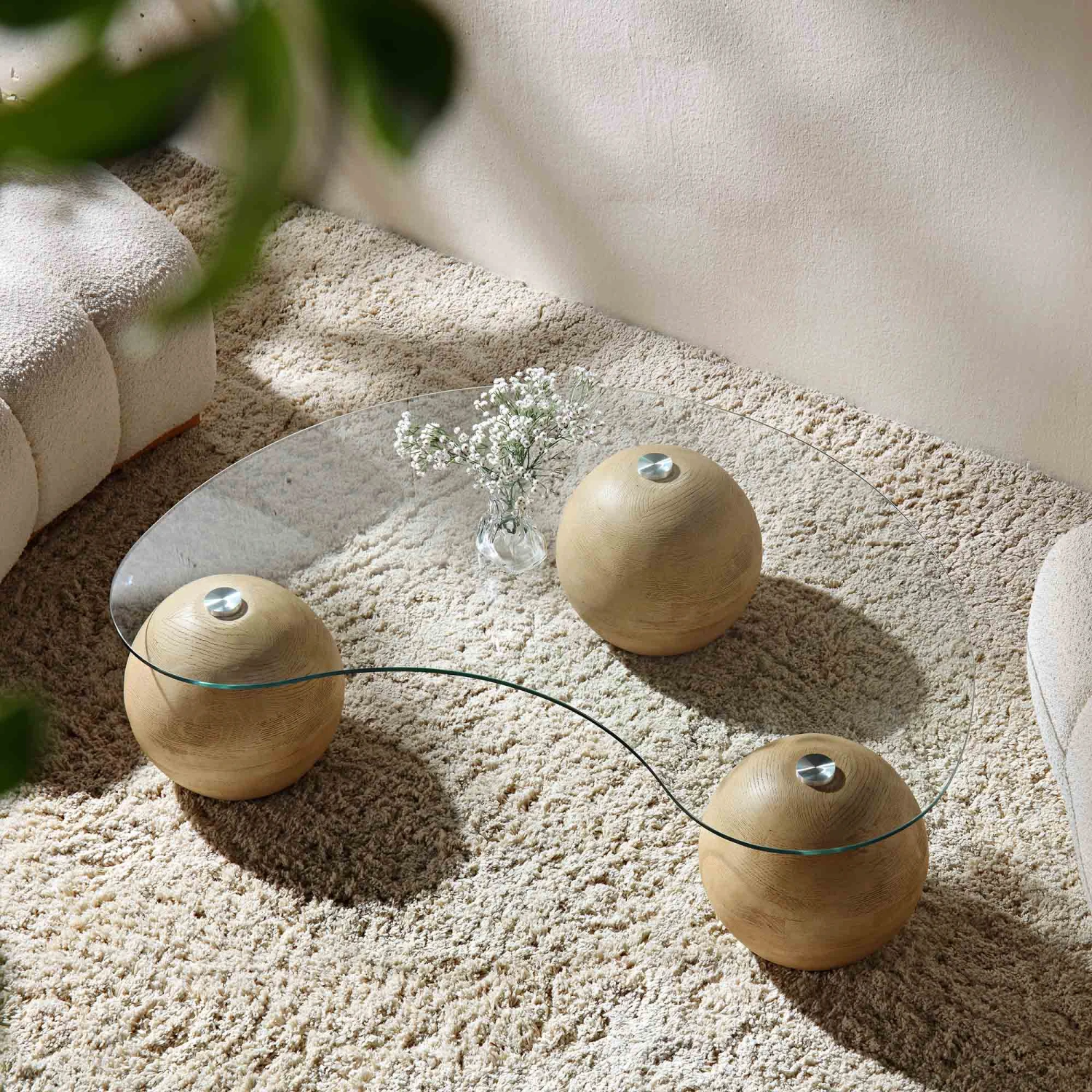 Sveti Curved Glass Coffee Table, Natural 4 Sveti Curved Glass Coffee Table, Natural - Image 2