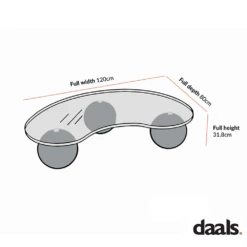 Sveti Curved Glass Coffee Table, Black 15 Sveti Curved Glass Coffee Table, Black -FINZ Furniture Shop BSD 142 dimension 1