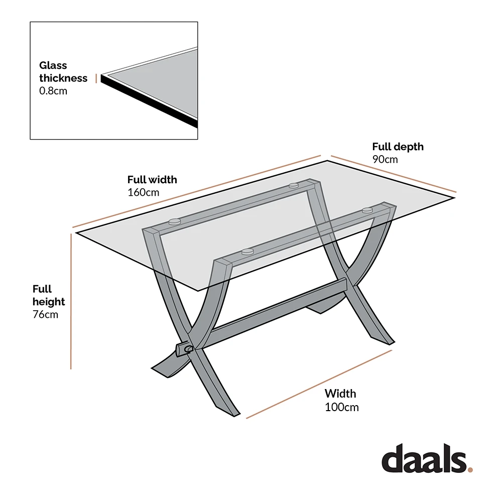 Lugano 160cm Rectangular Glass Top Solid Oak Legs Dining Table 7 Lugano 160cm Rectangular Glass Top Solid Oak Legs Dining Table - Image 5