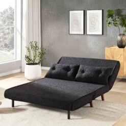 Algo Sofabed With Cushions In Charcoal Teddy Fabric 2 Seater 19 Algo Sofabed With Cushions In Charcoal Teddy Fabric 2 Seater -FINZ Furniture Shop D021B CHARCOAL TEDDY scene2