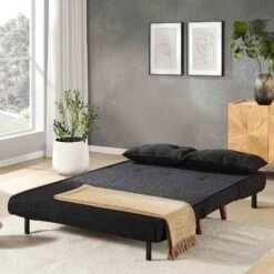 Algo Sofabed With Cushions In Charcoal Teddy Fabric 2 Seater 20 Algo Sofabed With Cushions In Charcoal Teddy Fabric 2 Seater -FINZ Furniture Shop D021B CHARCOAL TEDDY scene3