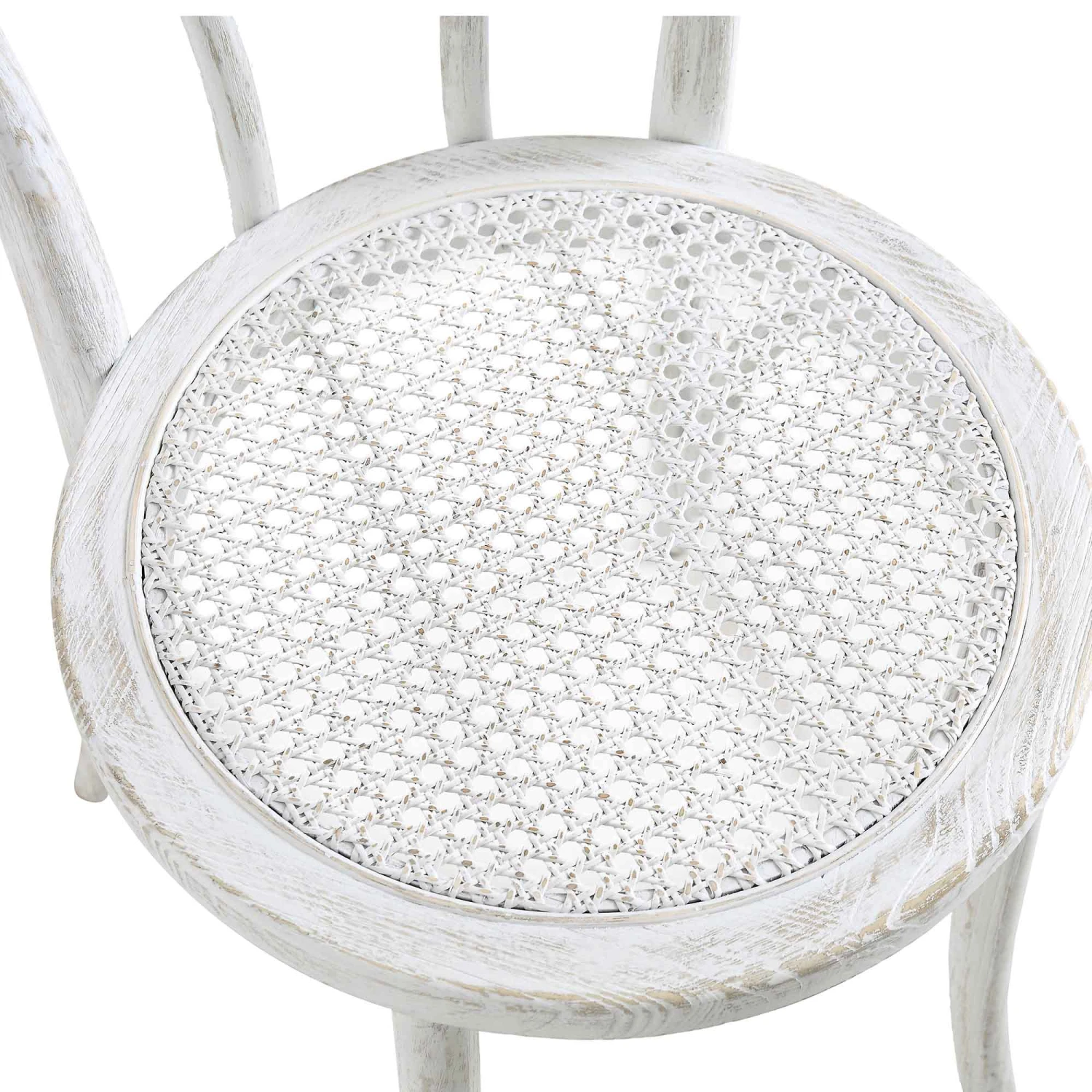 Camille Elm Wood And Rattan Bentwood Dining Chair, Distressed White 11 Camille Elm Wood And Rattan Bentwood Dining Chair, Distressed White - Image 9