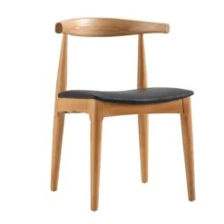 Arley Set Of 2 Beech Wood Dining Chairs, Natural And Black -FINZ Furniture Shop DCH 007 NAT BLACKPU 2P WB2