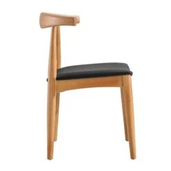 Arley Set Of 2 Beech Wood Dining Chairs, Natural And Black -FINZ Furniture Shop DCH 007 NAT BLACKPU 2P WB4