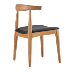 Arley Set Of 2 Beech Wood Dining Chairs, Natural And Black -FINZ Furniture Shop DCH 007 NAT BLACKPU 2P WB5