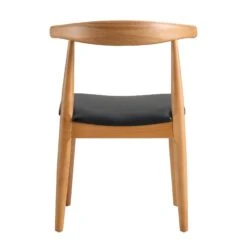 Arley Set Of 2 Beech Wood Dining Chairs, Natural And Black -FINZ Furniture Shop DCH 007 NAT BLACKPU 2P WB6