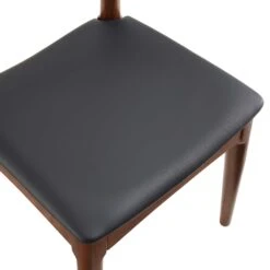 Arley Set Of 2 Beech Wood Dining Chairs, Walnut And Black 24 Arley Set Of 2 Beech Wood Dining Chairs, Walnut And Black -FINZ Furniture Shop DCH 007 WALNUT BLACKPU 2P detail2