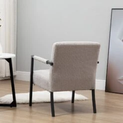 Hatton Steel Frame Boucle Accent Chair (Grey) 18 Hatton Steel Frame Boucle Accent Chair (Grey) -FINZ Furniture Shop DCH 1064A LGREY BOUCLE 3