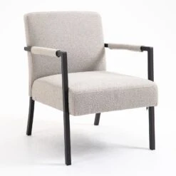 Hatton Steel Frame Boucle Accent Chair (Grey) 20 Hatton Steel Frame Boucle Accent Chair (Grey) -FINZ Furniture Shop DCH 1064A LGREY BOUCLE 5