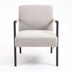 Hatton Steel Frame Boucle Accent Chair (Grey) 21 Hatton Steel Frame Boucle Accent Chair (Grey) -FINZ Furniture Shop DCH 1064A LGREY BOUCLE 6