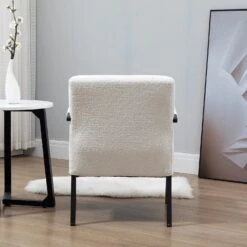 Hatton Steel Frame Boucle Accent Chair (White) -FINZ Furniture Shop DCH 1064A WHITE BOUCLE 4